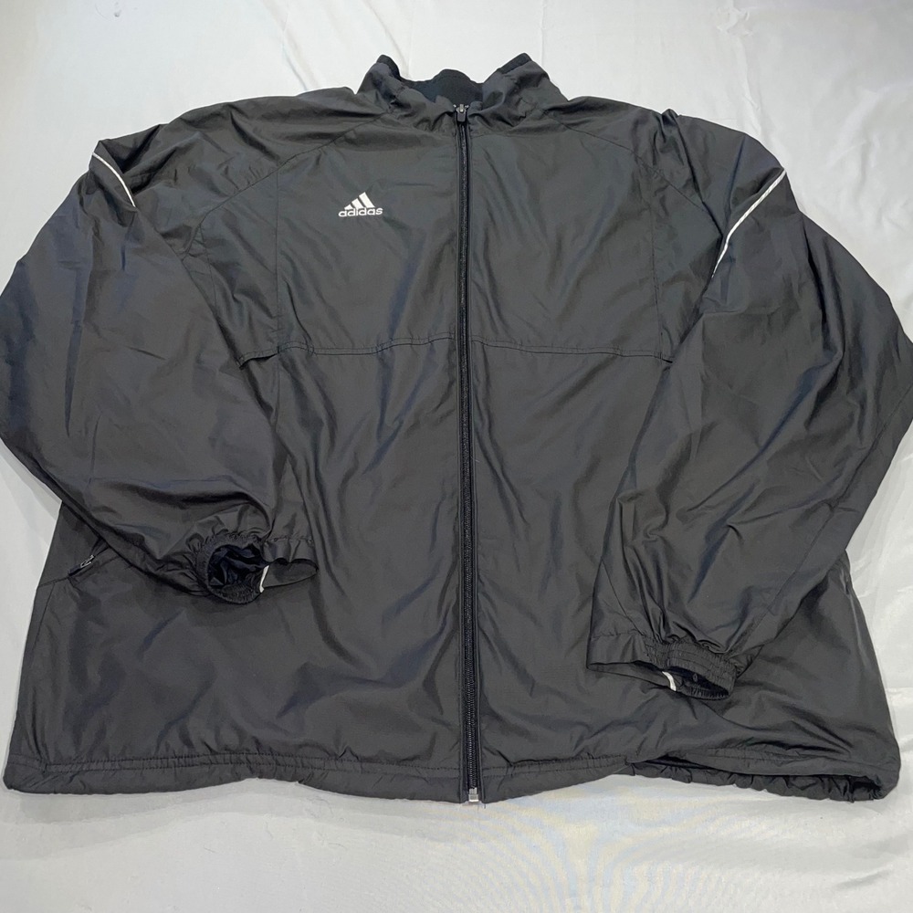 Adidas Climalite Black Ripstop Windbreaker Jacket Full Zip Sample Mens Large